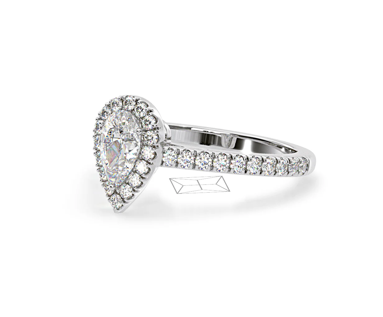 Diana GIA Diamond Pear Halo Engagement Ring Platinum 1.35ct G/SI2 - Image 98