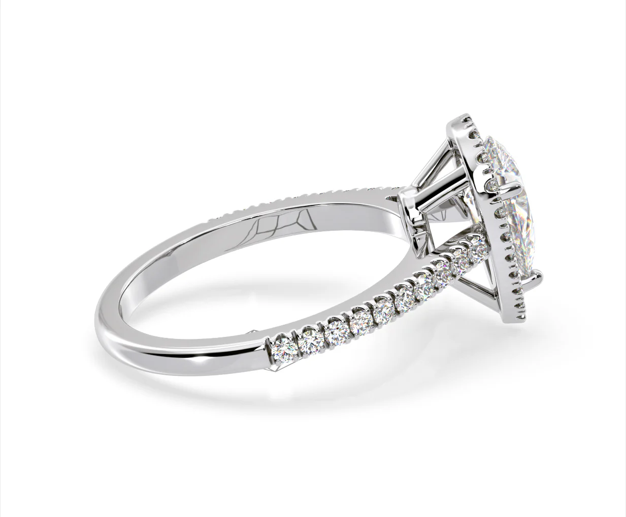 Diana GIA Diamond Pear Halo Engagement Ring Platinum 1.60ct G/SI1 - Image 64