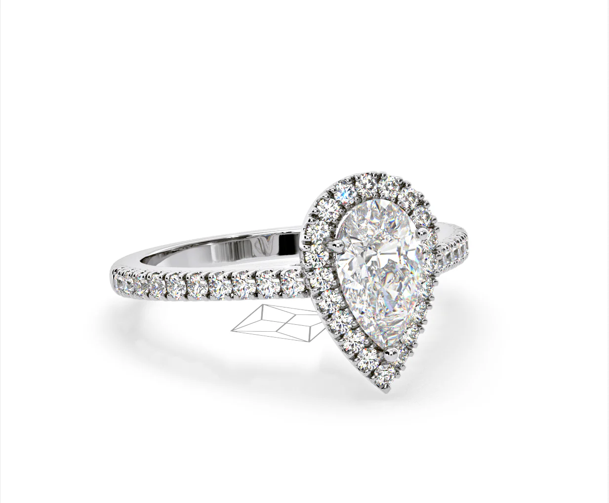 Diana GIA Diamond Pear Halo Engagement Ring Platinum 1.60ct G/SI1 - Image 81