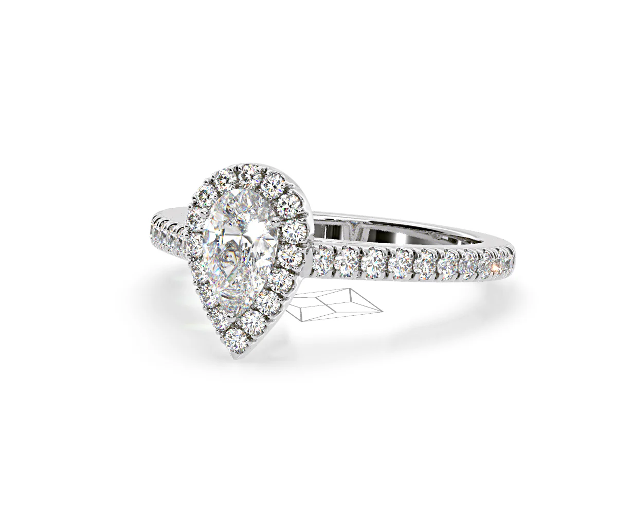 Diana Diamond Pear Halo Engagement Ring Platinum 1ct G/VS1 - Image 13