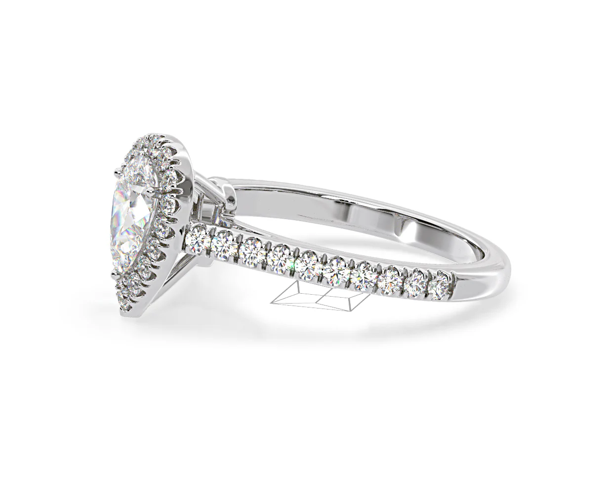 Diana Diamond Pear Halo Engagement Ring Platinum 1ct G/VS1 - Image 22