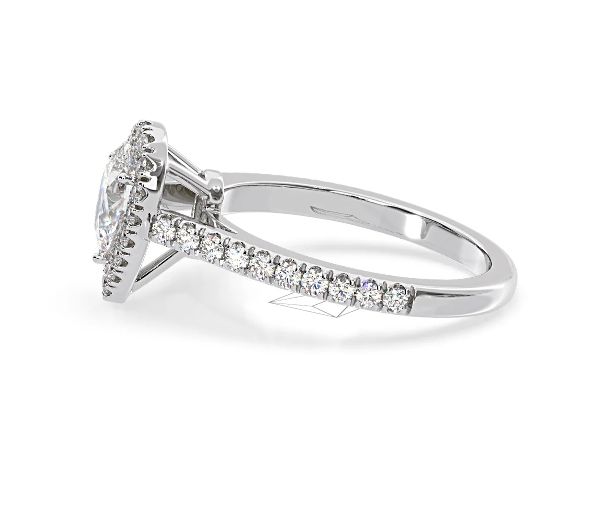 Diana Diamond Pear Halo Engagement Ring Platinum 1ct G/VS1 - Image 26