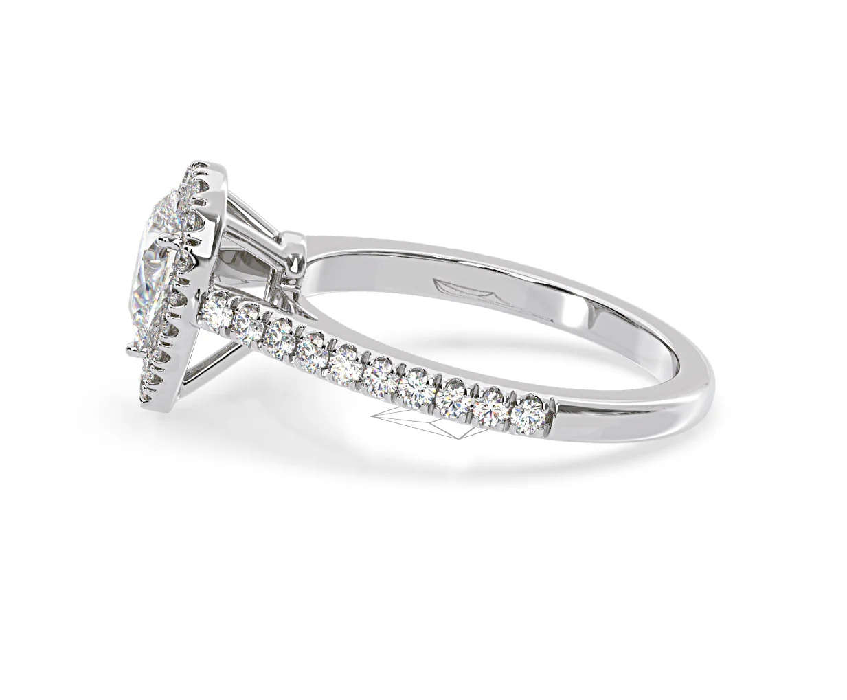 Diana Diamond Pear Halo Engagement Ring Platinum 1ct G/VS1 - Image 27