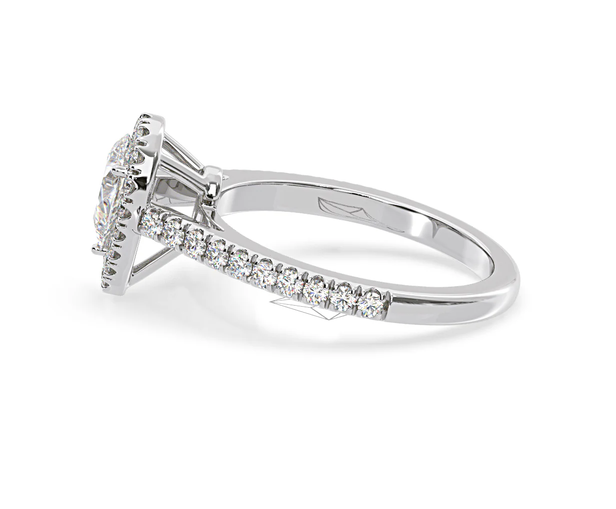 Diana Diamond Pear Halo Engagement Ring Platinum 1ct G/VS1 - Image 28