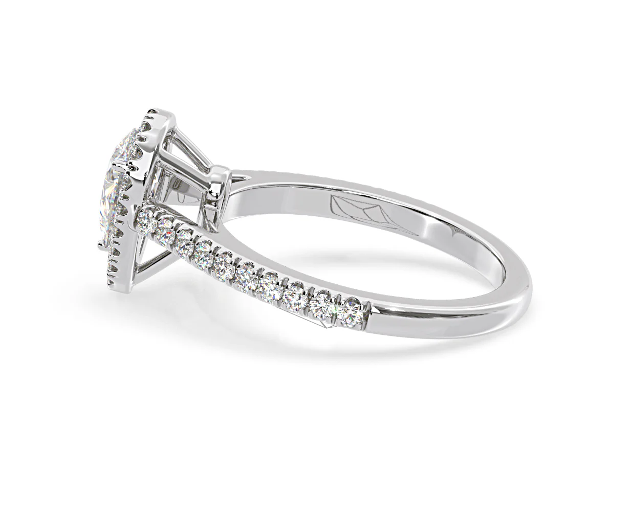 Diana Diamond Pear Halo Engagement Ring Platinum 1ct G/VS1 - Image 30