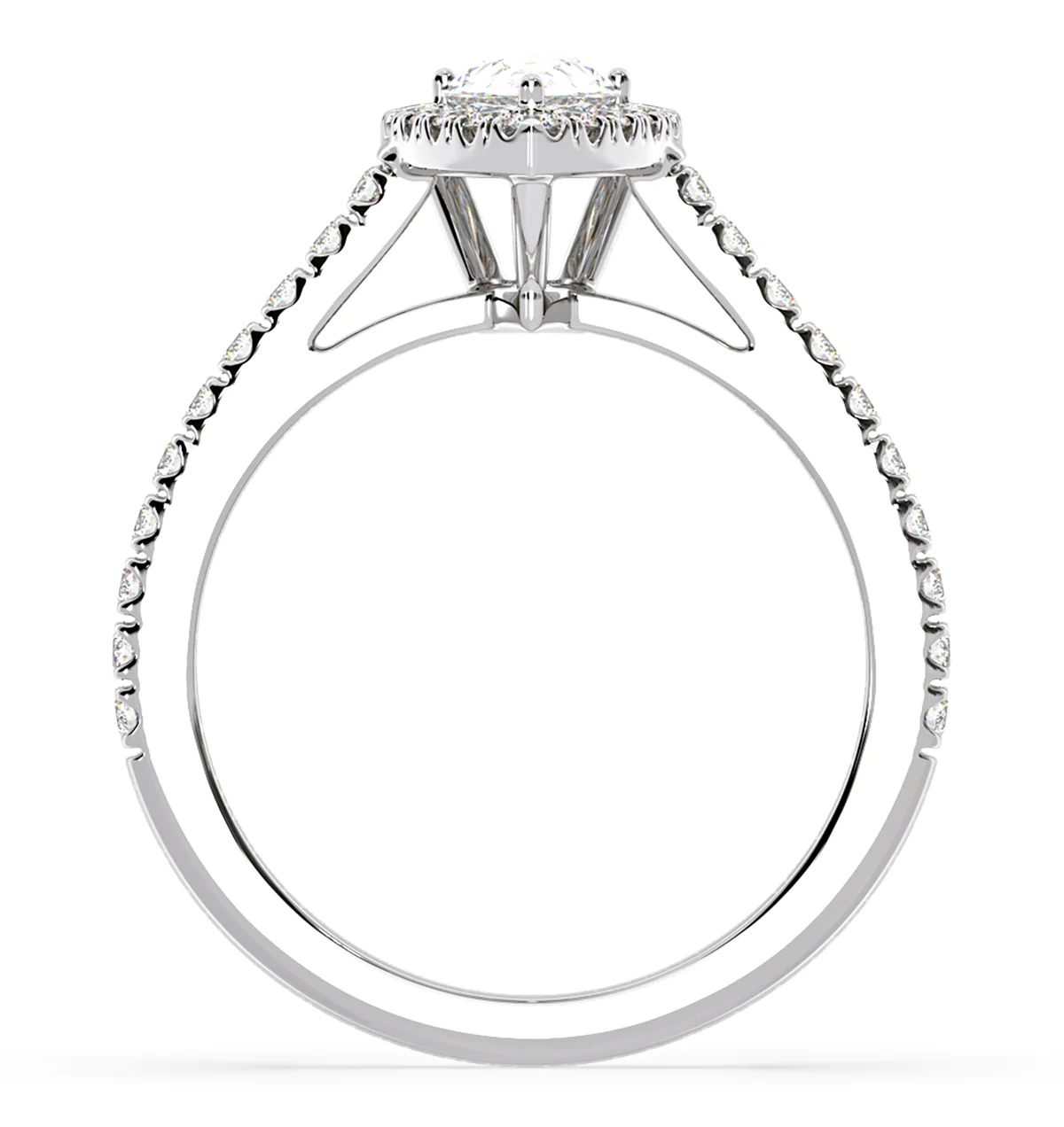 Diana Diamond Pear Halo Engagement Ring Platinum 1ct G/VS1 - Image 4