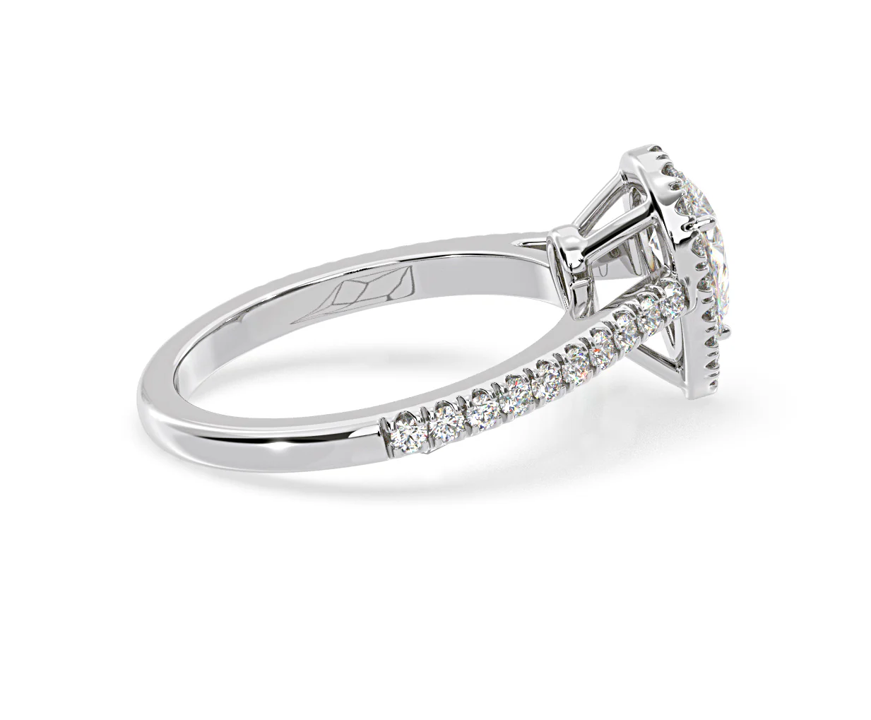 Diana Diamond Pear Halo Engagement Ring Platinum 1ct G/VS1 - Image 64