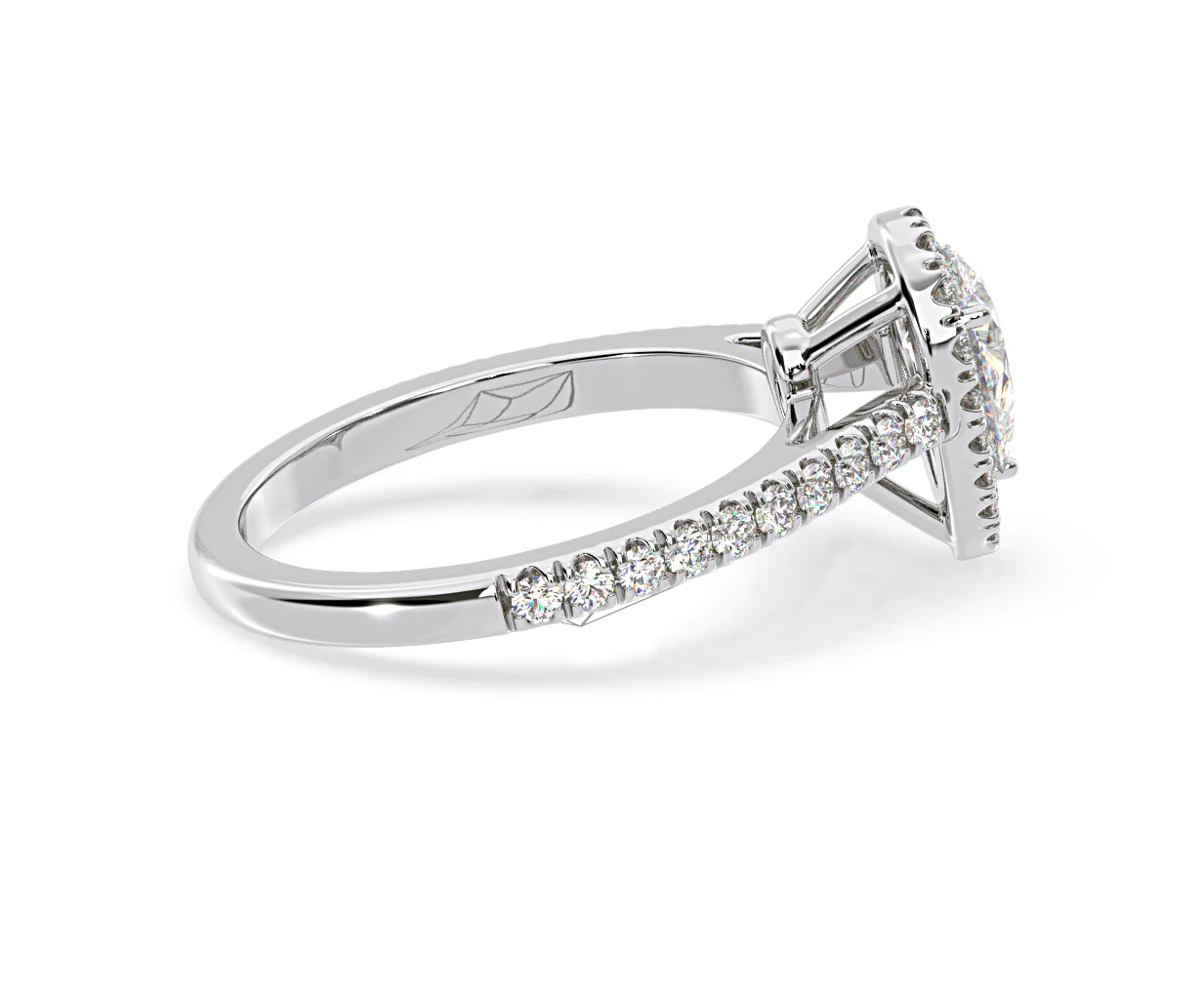 Diana Diamond Pear Halo Engagement Ring Platinum 1ct G/VS1 - Image 65