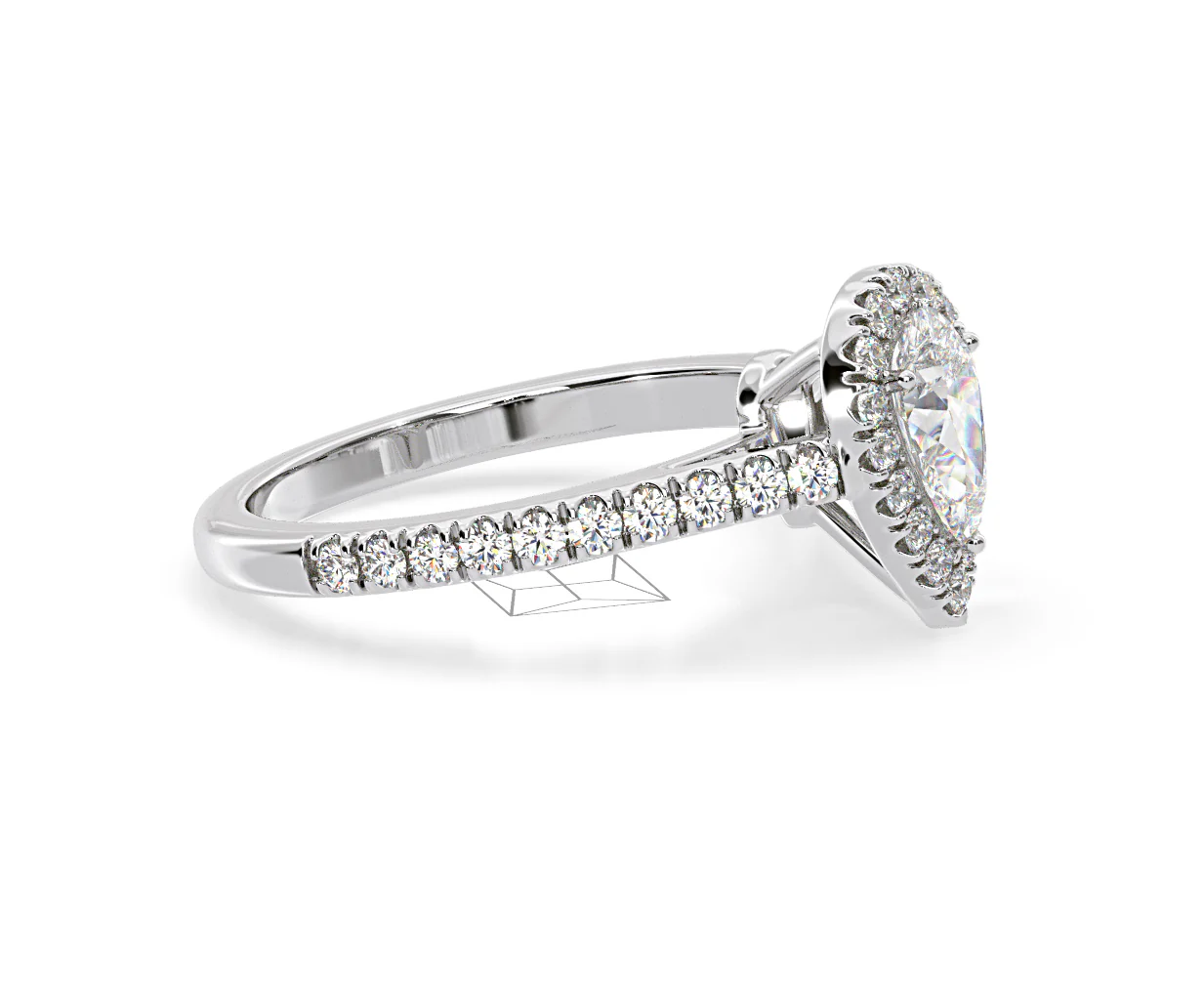 Diana Diamond Pear Halo Engagement Ring Platinum 1ct G/VS1 - Image 73