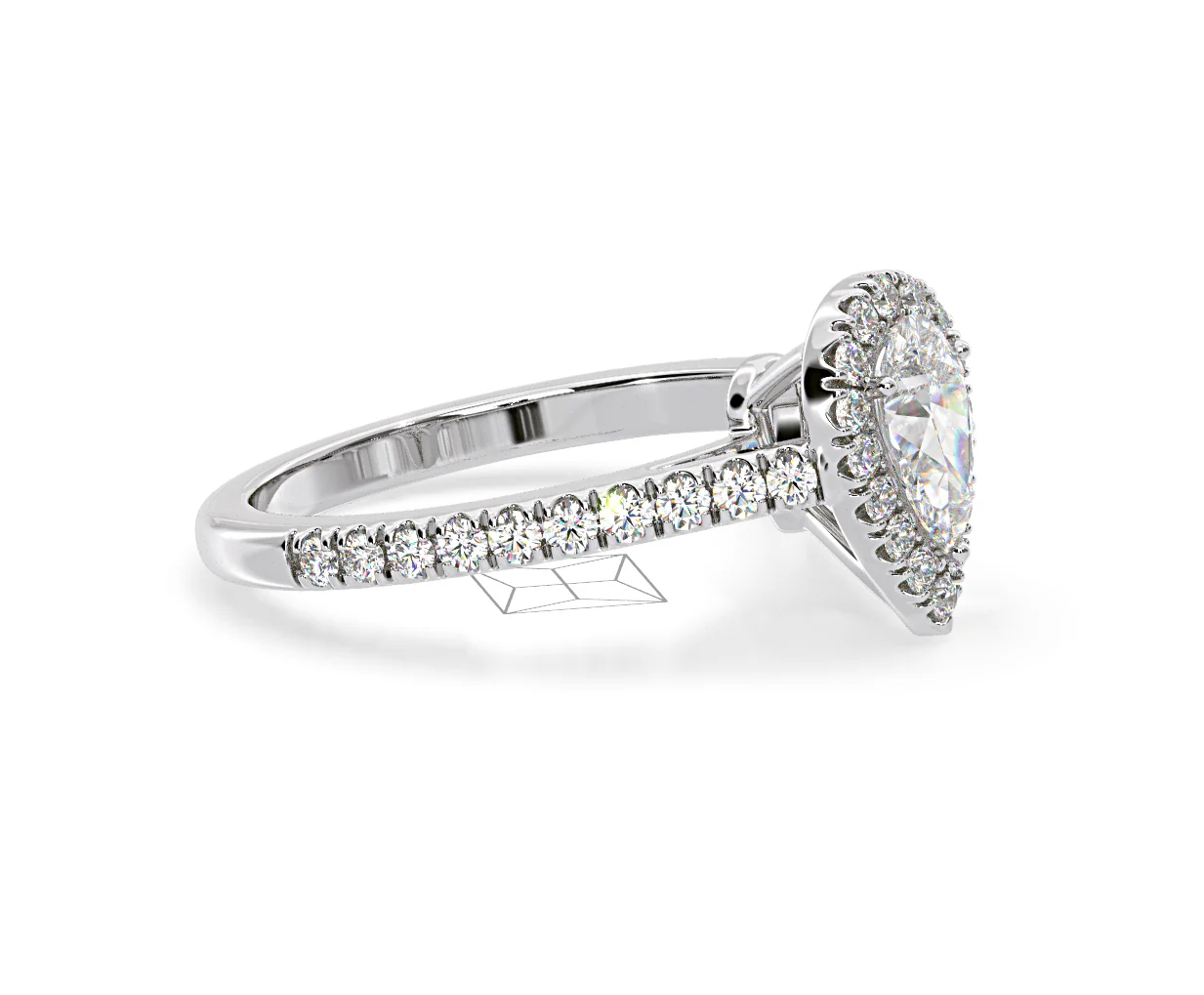 Diana Diamond Pear Halo Engagement Ring Platinum 1ct G/VS1 - Image 74