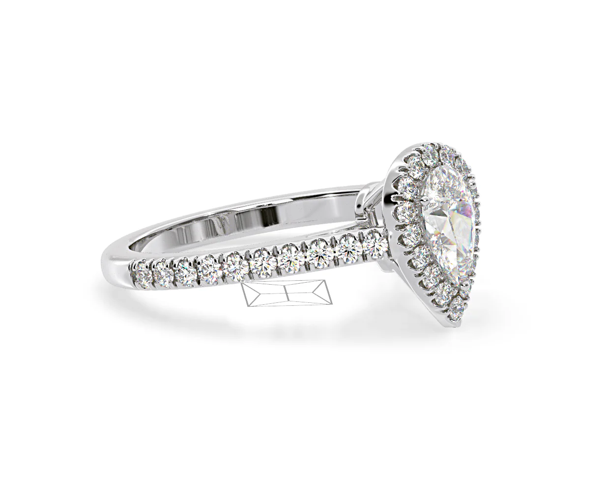 Diana Diamond Pear Halo Engagement Ring Platinum 1ct G/VS1 - Image 76