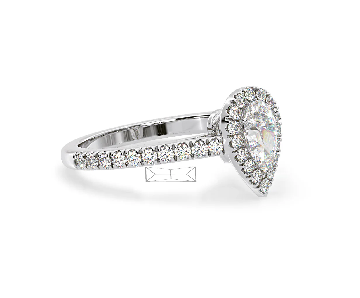 Diana Diamond Pear Halo Engagement Ring Platinum 1ct G/VS1 - Image 77