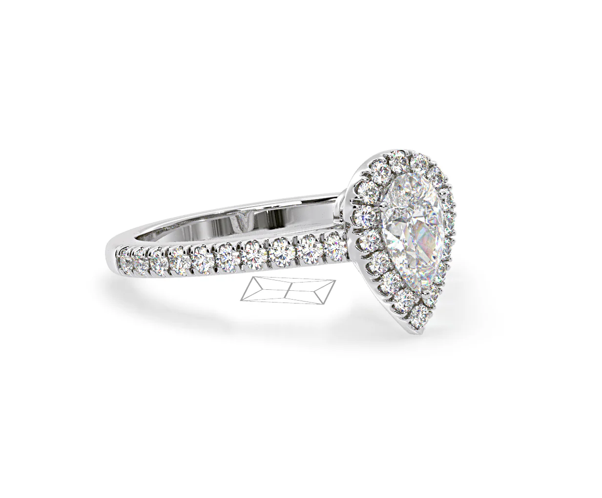 Diana Diamond Pear Halo Engagement Ring Platinum 1ct G/VS1 - Image 79