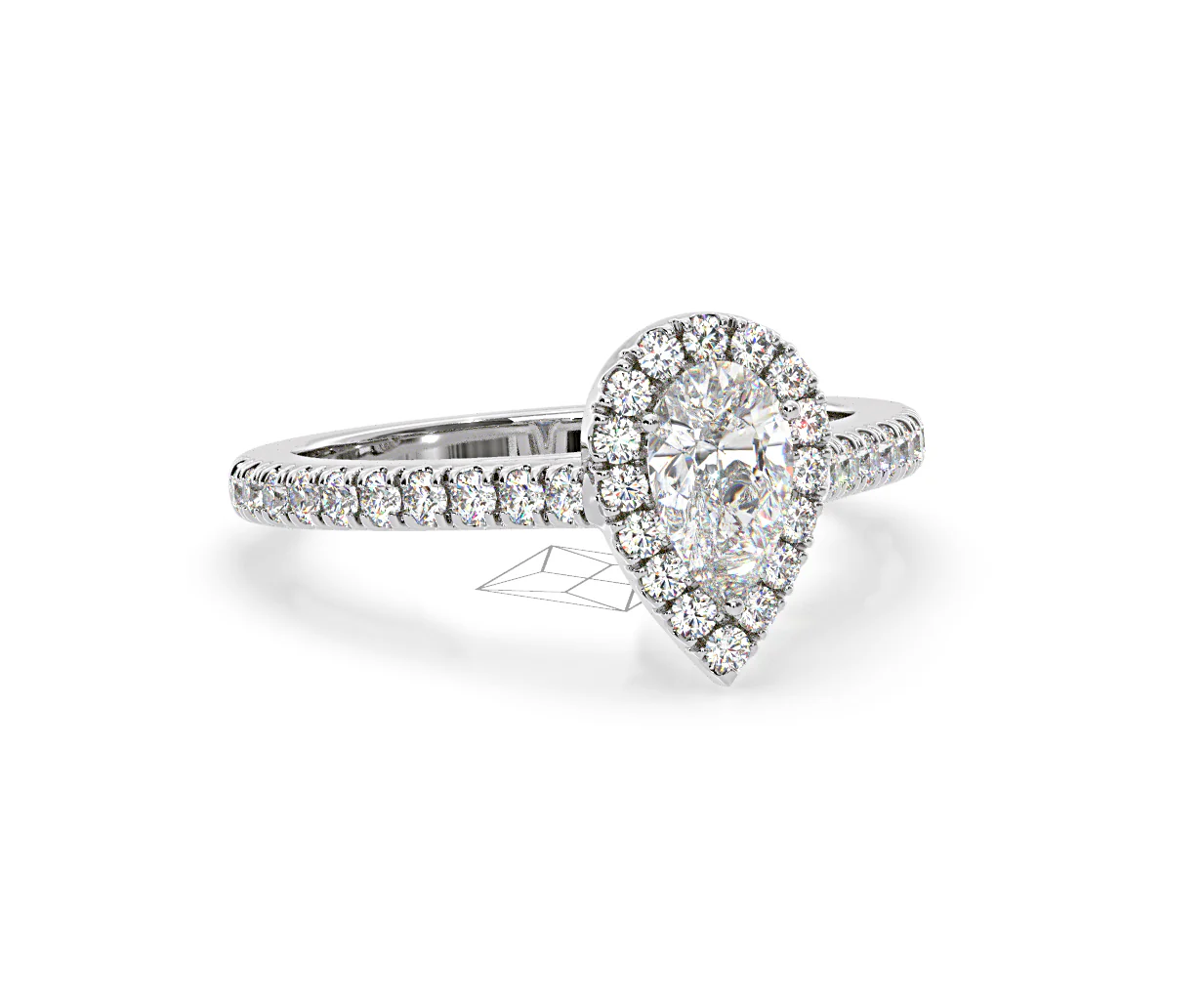 Diana Diamond Pear Halo Engagement Ring Platinum 1ct G/VS1 - Image 83