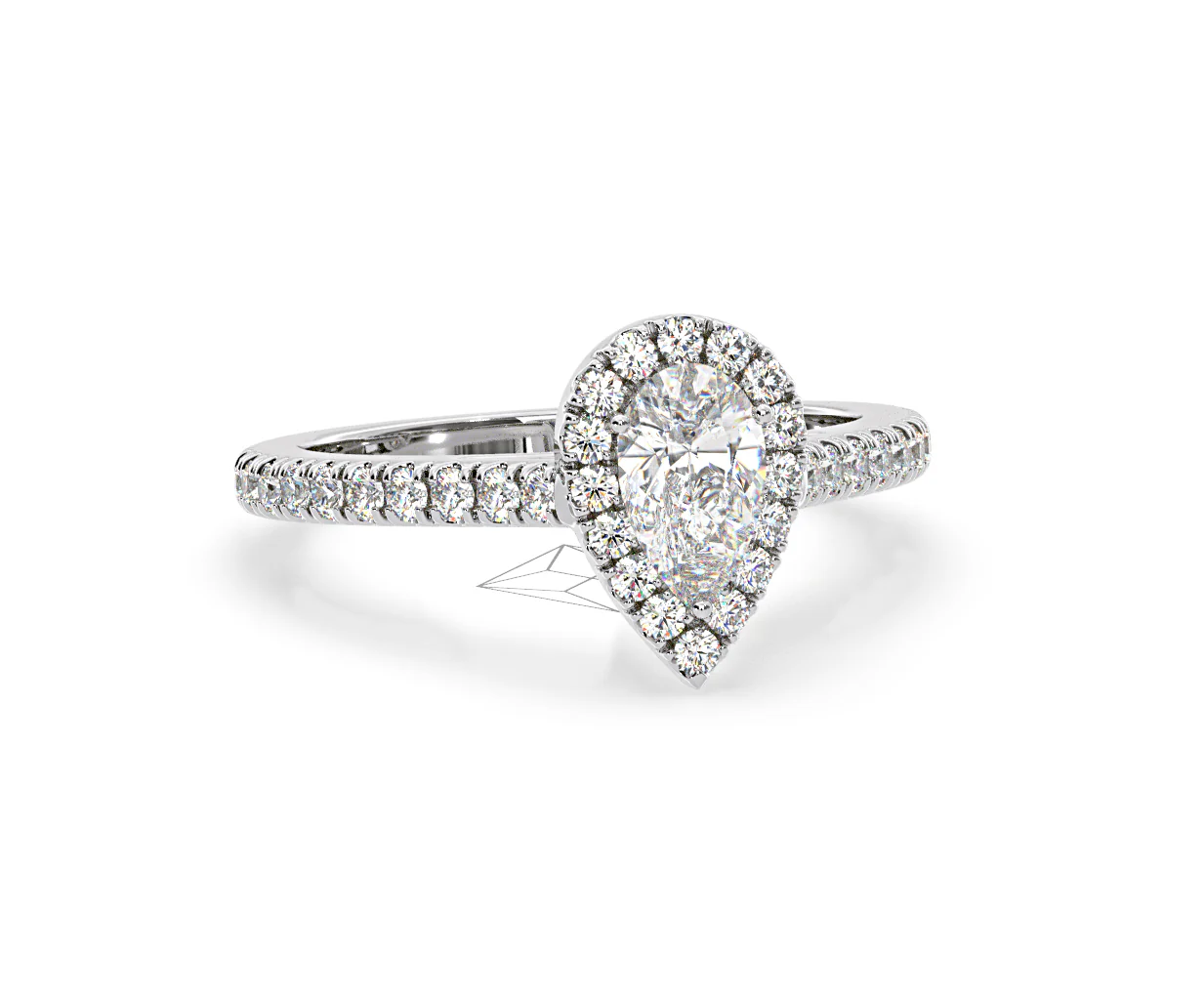Diana Diamond Pear Halo Engagement Ring Platinum 1ct G/VS1 - Image 84