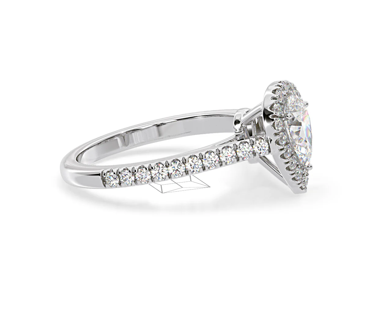 Diana Diamond Pear Halo Engagement Ring Platinum 1ct G/VS2 - Image 154