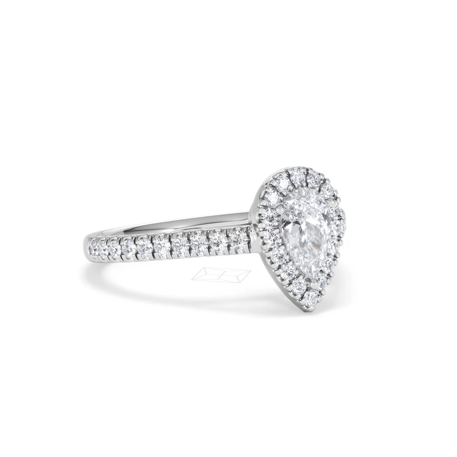 Diana Diamond Pear Halo Engagement Ring Platinum 1ct G/VS2 - Image 17