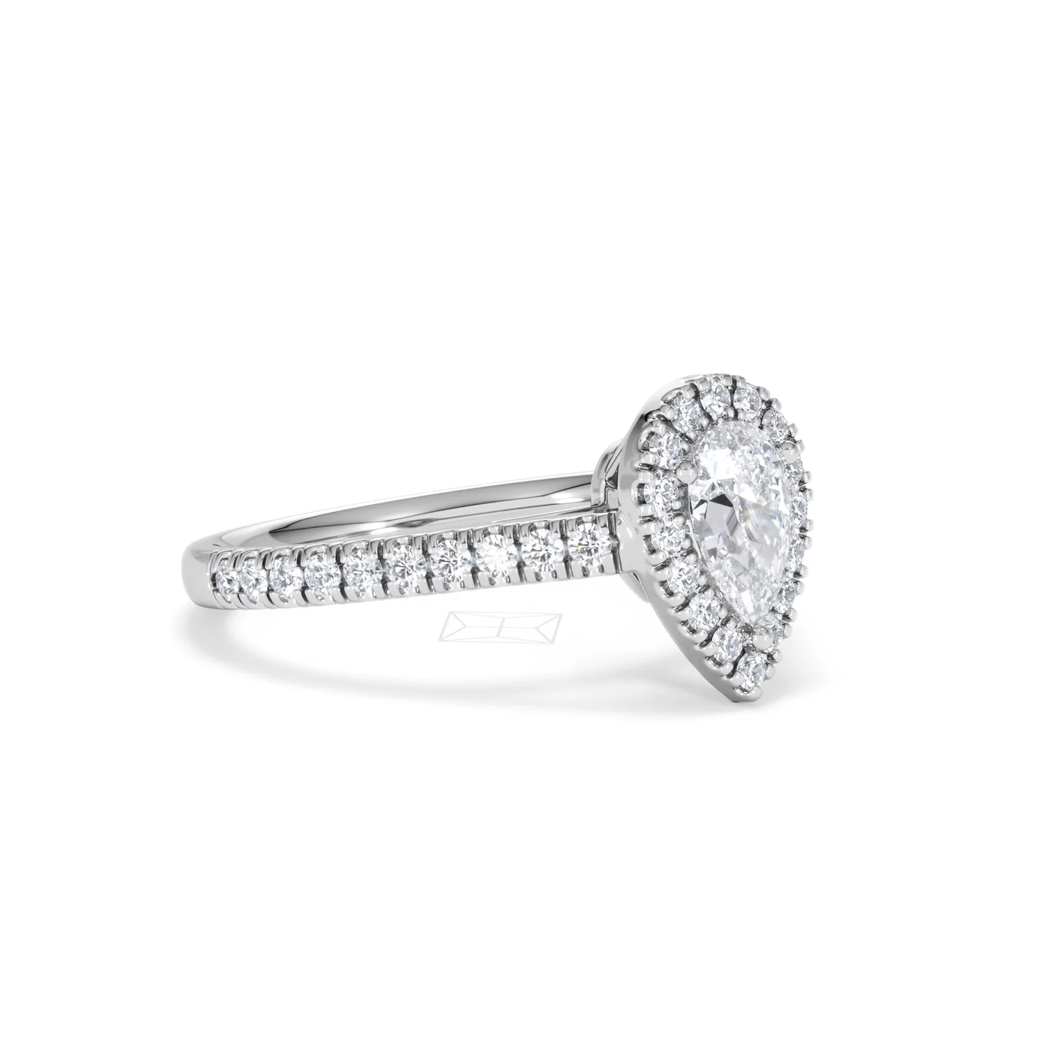 Diana Diamond Pear Halo Engagement Ring Platinum 1ct G/VS2 - Image 19