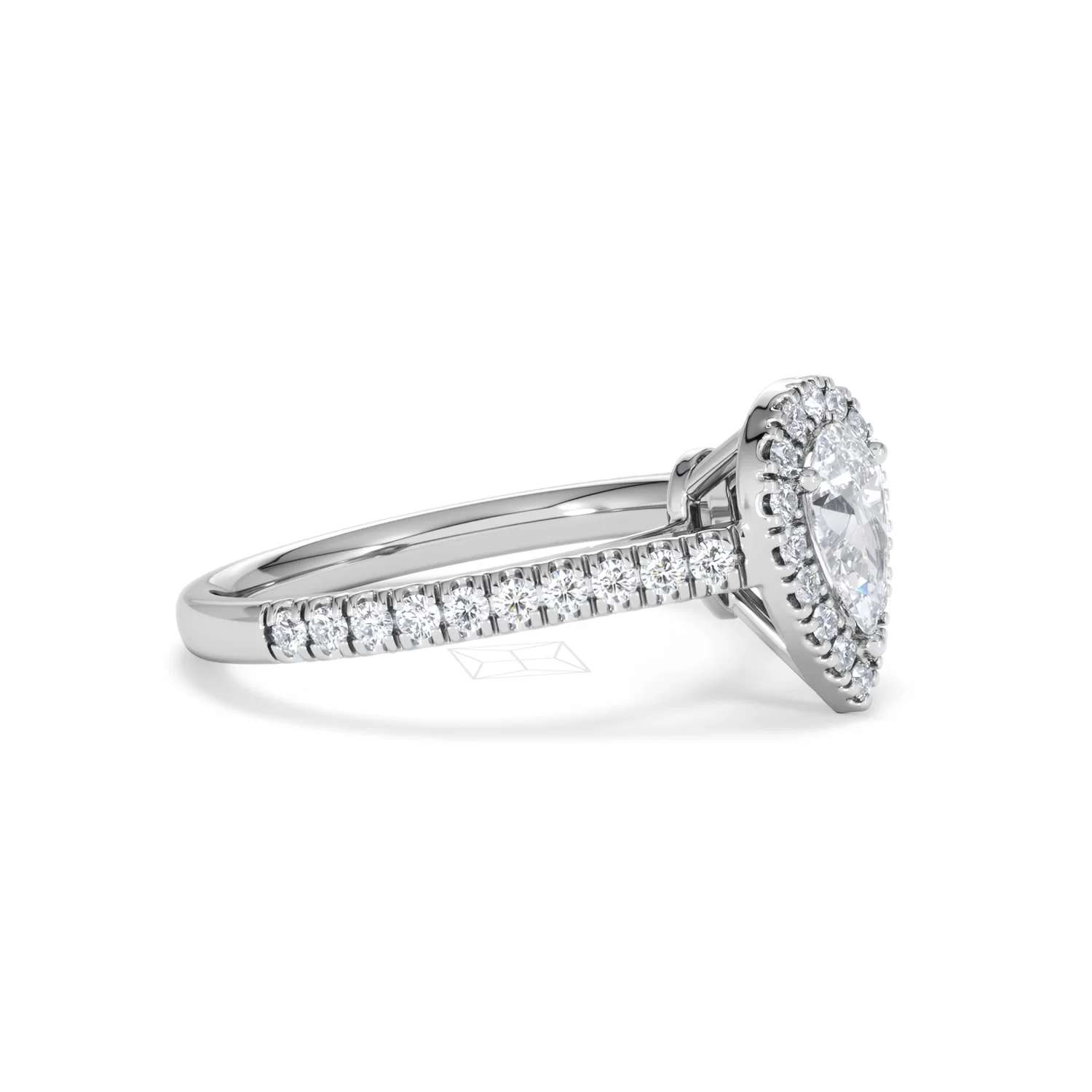 Diana Diamond Pear Halo Engagement Ring Platinum 1ct G/VS2 - Image 23