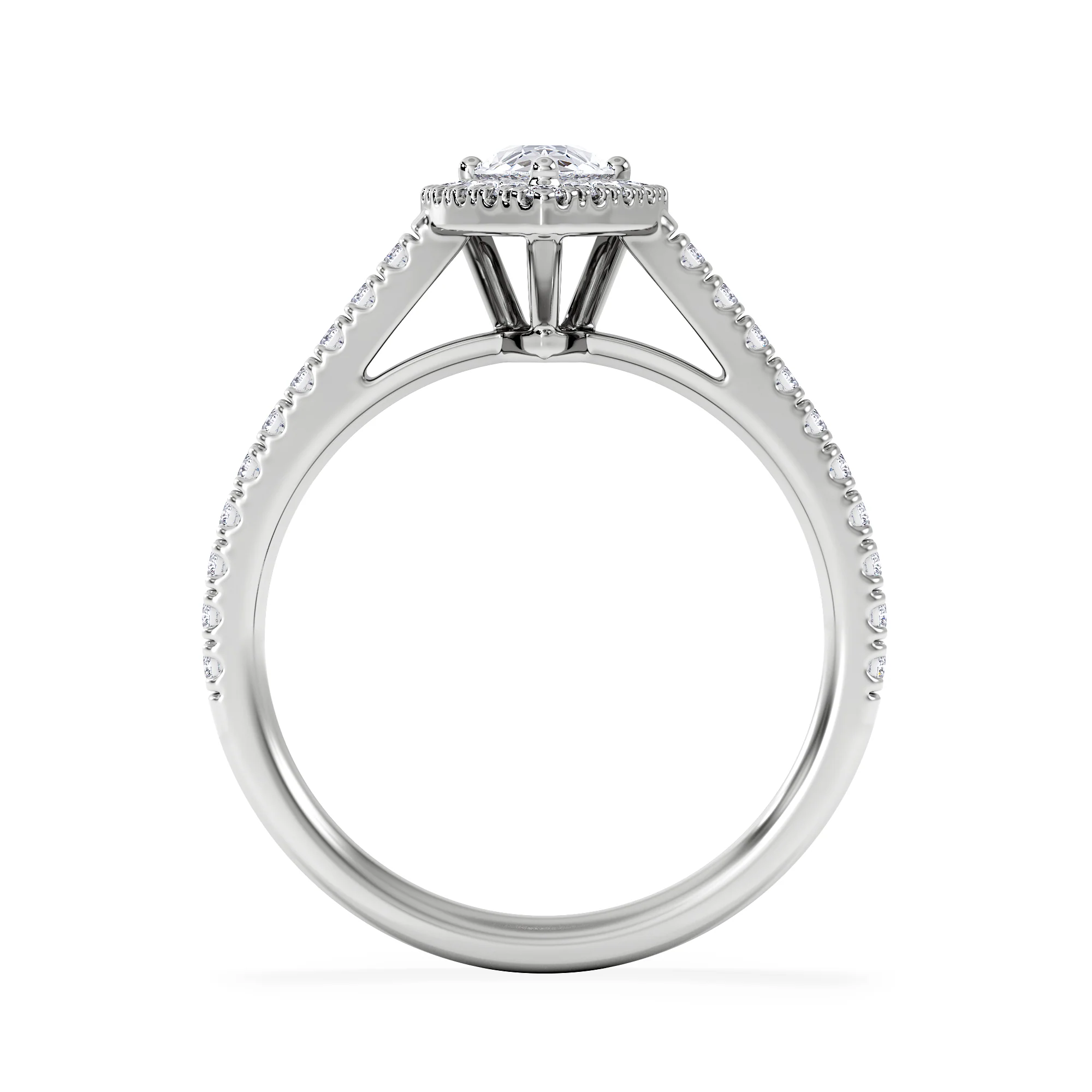 Diana Diamond Pear Halo Engagement Ring Platinum 1ct G/VS2 - Image 3