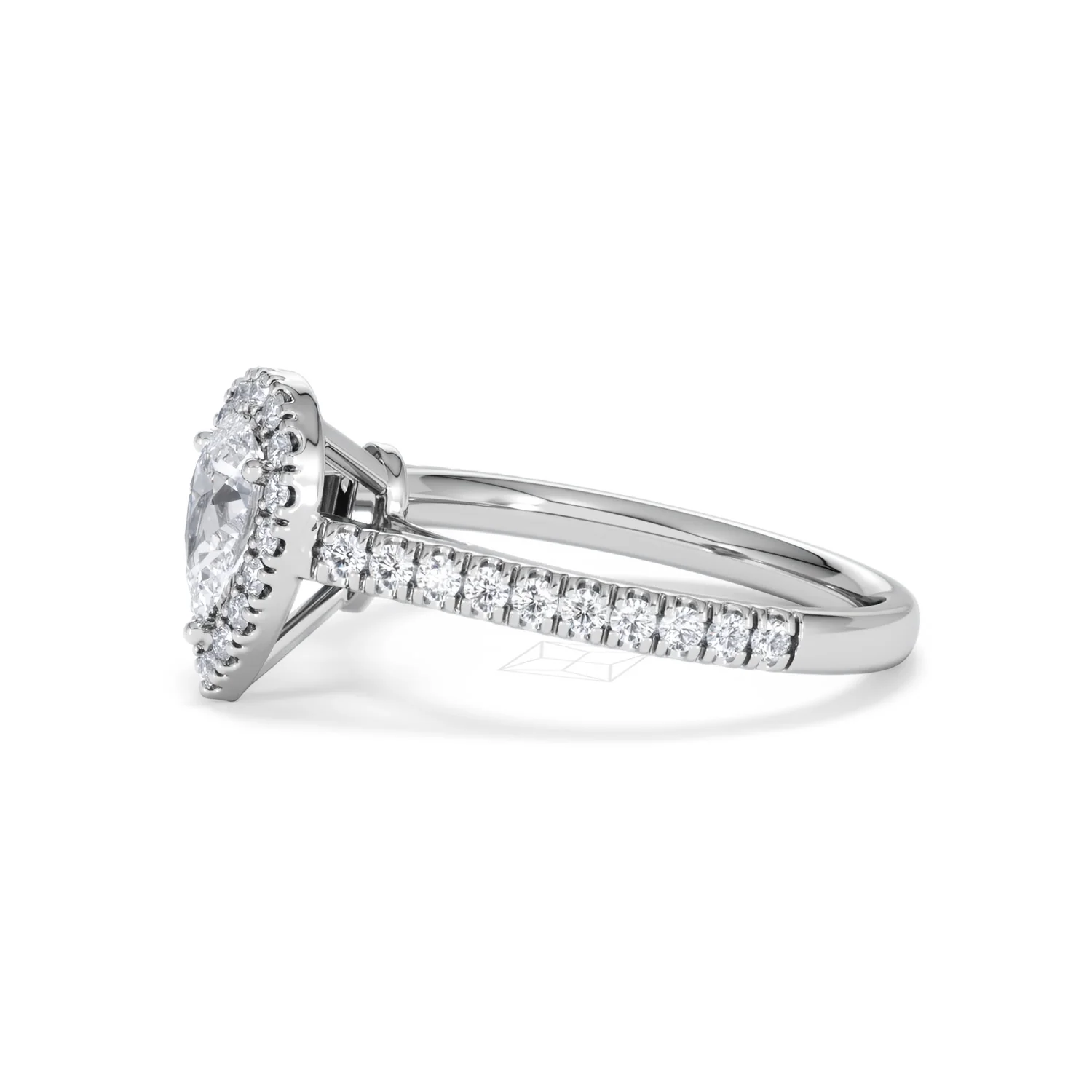 Diana Diamond Pear Halo Engagement Ring Platinum 1ct G/VS2 - Image 75