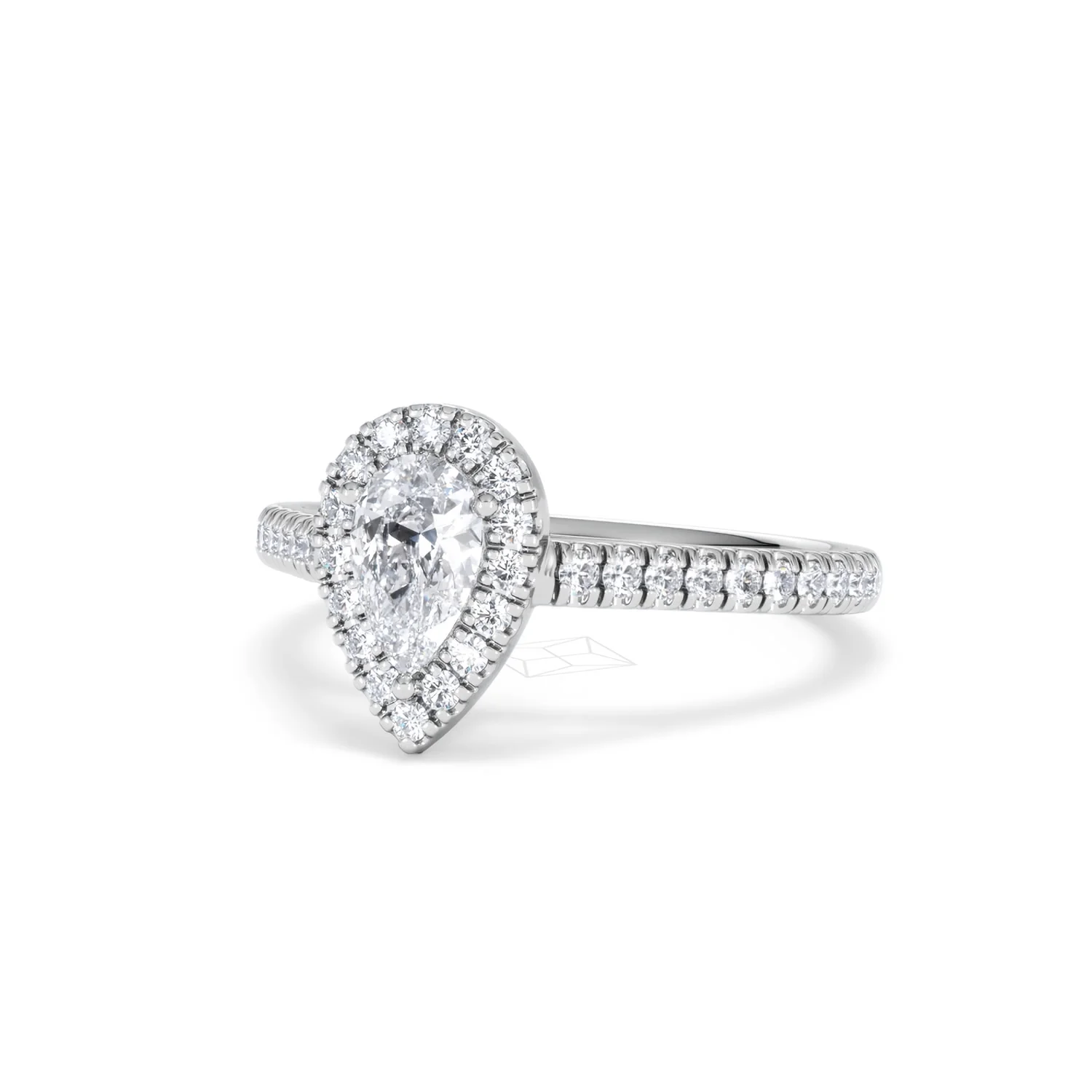 Diana Diamond Pear Halo Engagement Ring Platinum 1ct G/VS2 - Image 85