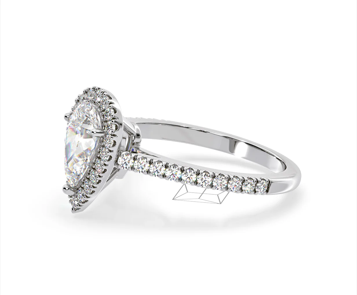 Diana Lab Diamond Pear Halo Engagement Ring 18KW Gold 2.10ct F/VS1 - Image 100