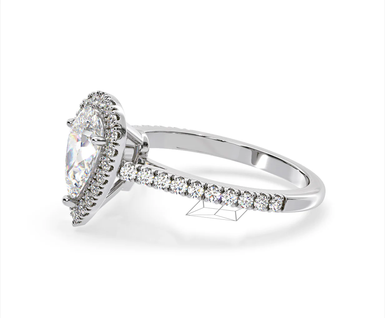 Diana Lab Diamond Pear Halo Engagement Ring 18KW Gold 2.10ct F/VS1 - Image 101