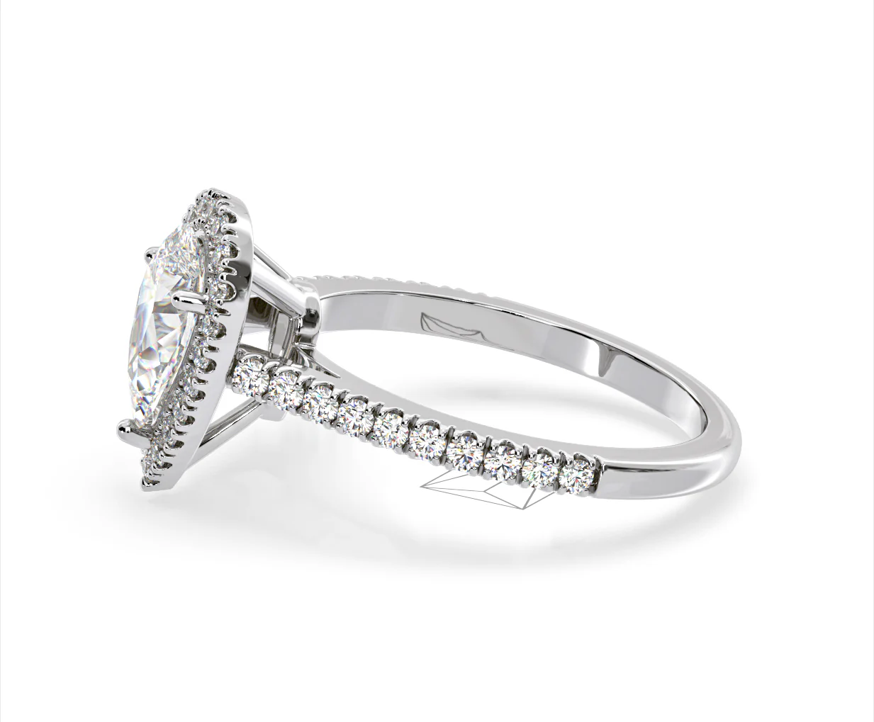 Diana Lab Diamond Pear Halo Engagement Ring 18KW Gold 2.10ct F/VS1 - Image 104