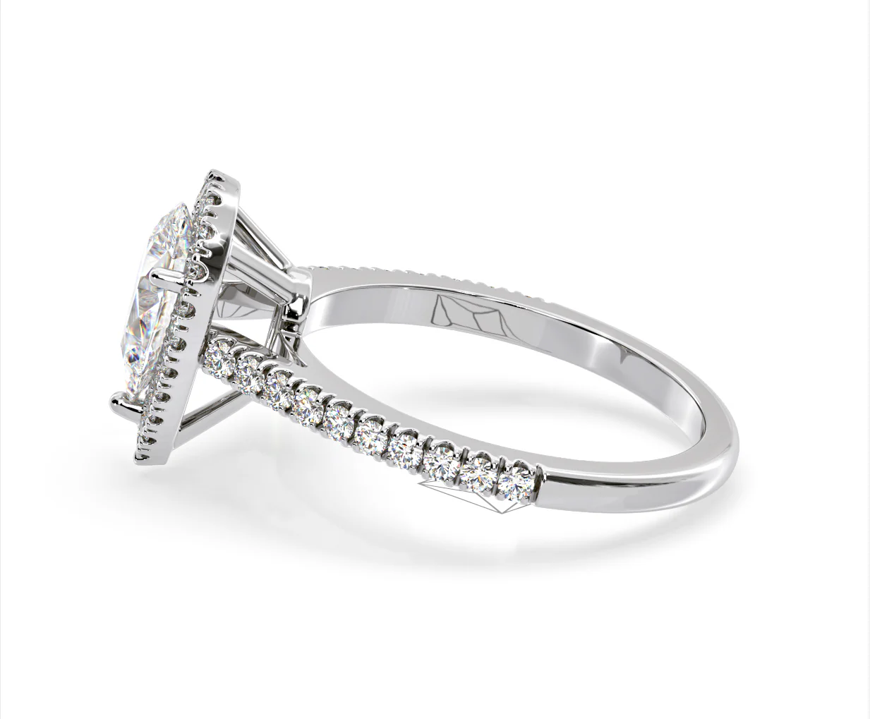 Diana Lab Diamond Pear Halo Engagement Ring 18KW Gold 2.10ct F/VS1 - Image 107