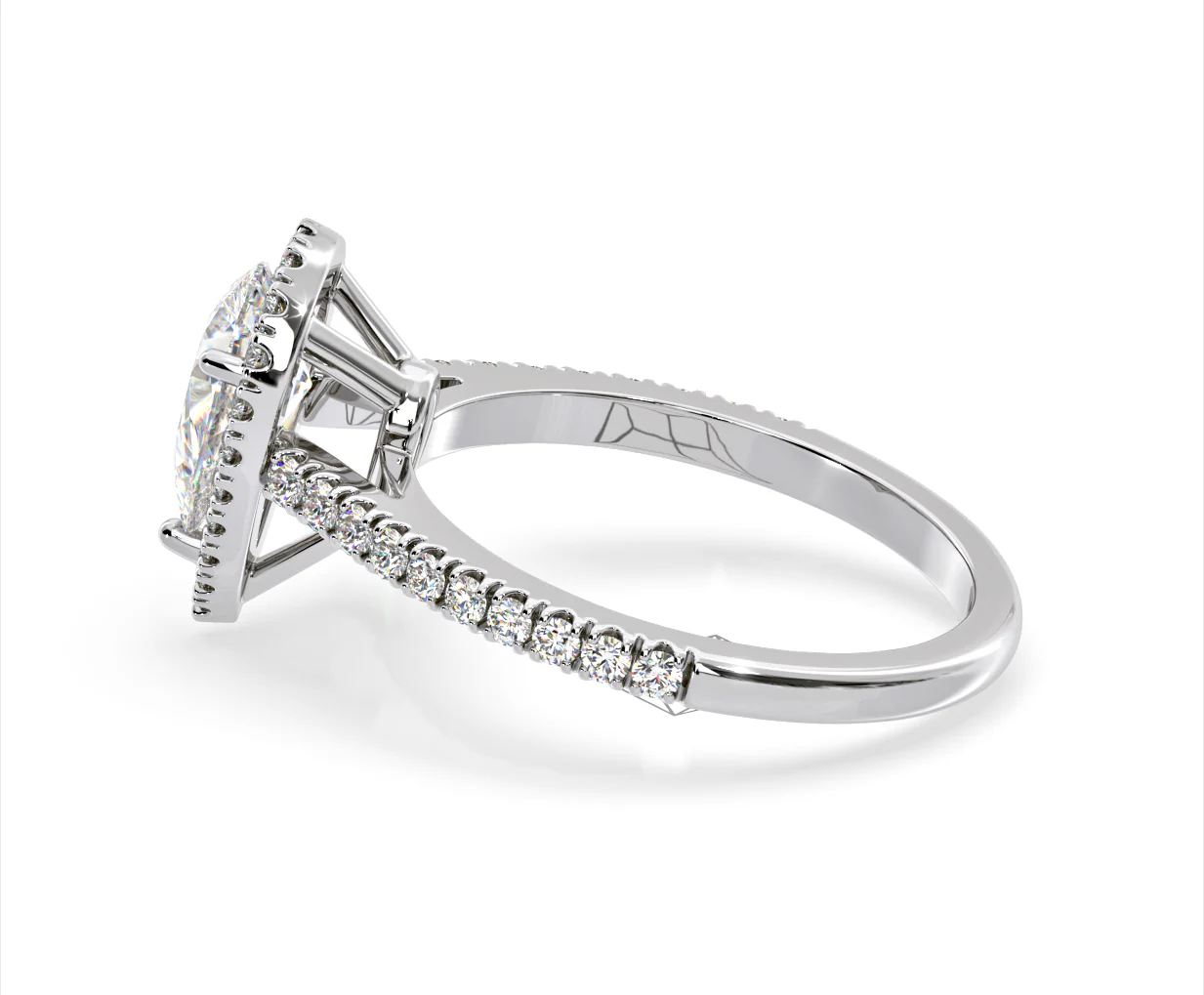 Diana Lab Diamond Pear Halo Engagement Ring 18KW Gold 2.10ct F/VS1 - Image 109