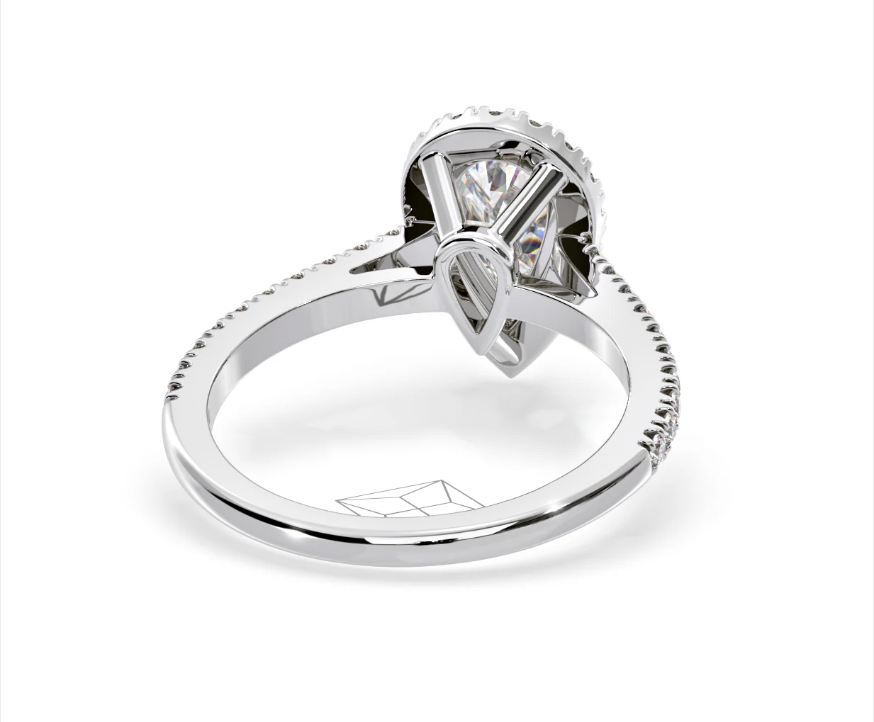Diana Lab Diamond Pear Halo Engagement Ring 18KW Gold 2.10ct F/VS1 - Image 130