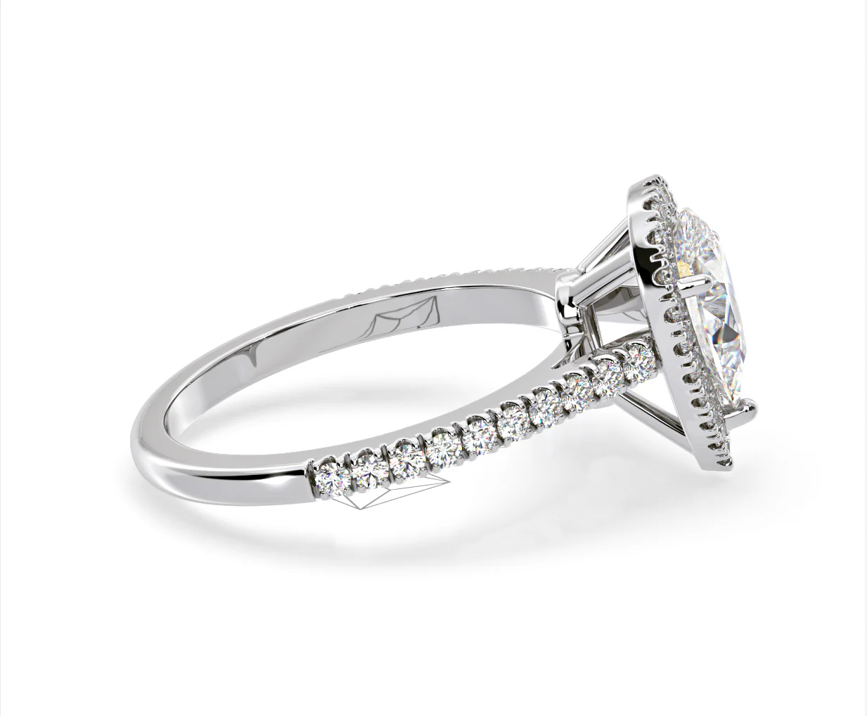 Diana Lab Diamond Pear Halo Engagement Ring 18KW Gold 2.10ct F/VS1 - Image 147