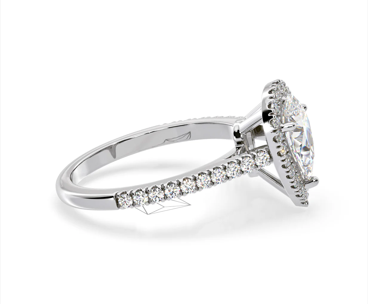 Diana Lab Diamond Pear Halo Engagement Ring 18KW Gold 2.10ct F/VS1 - Image 149
