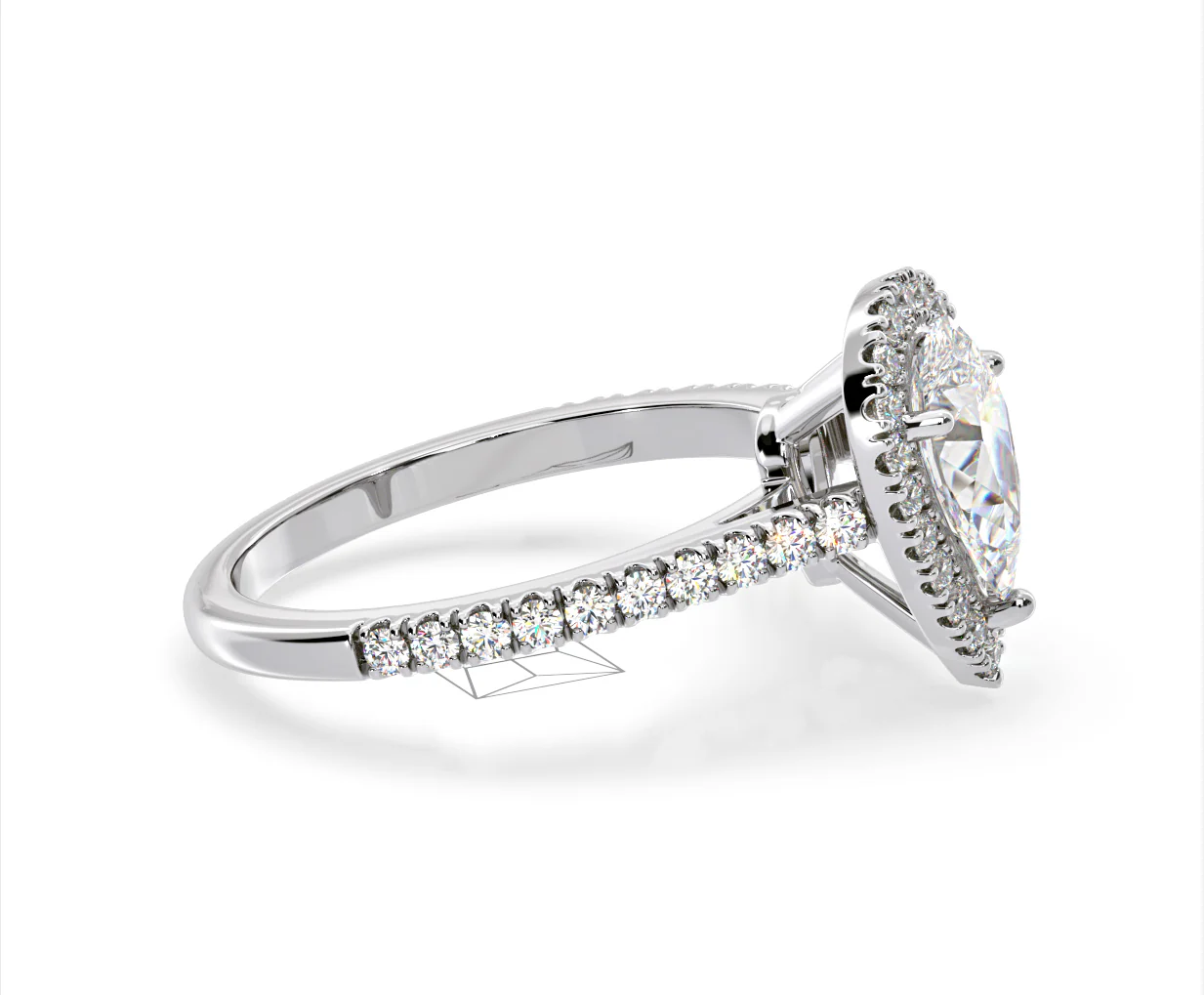 Diana Lab Diamond Pear Halo Engagement Ring 18KW Gold 2.10ct F/VS1 - Image 150
