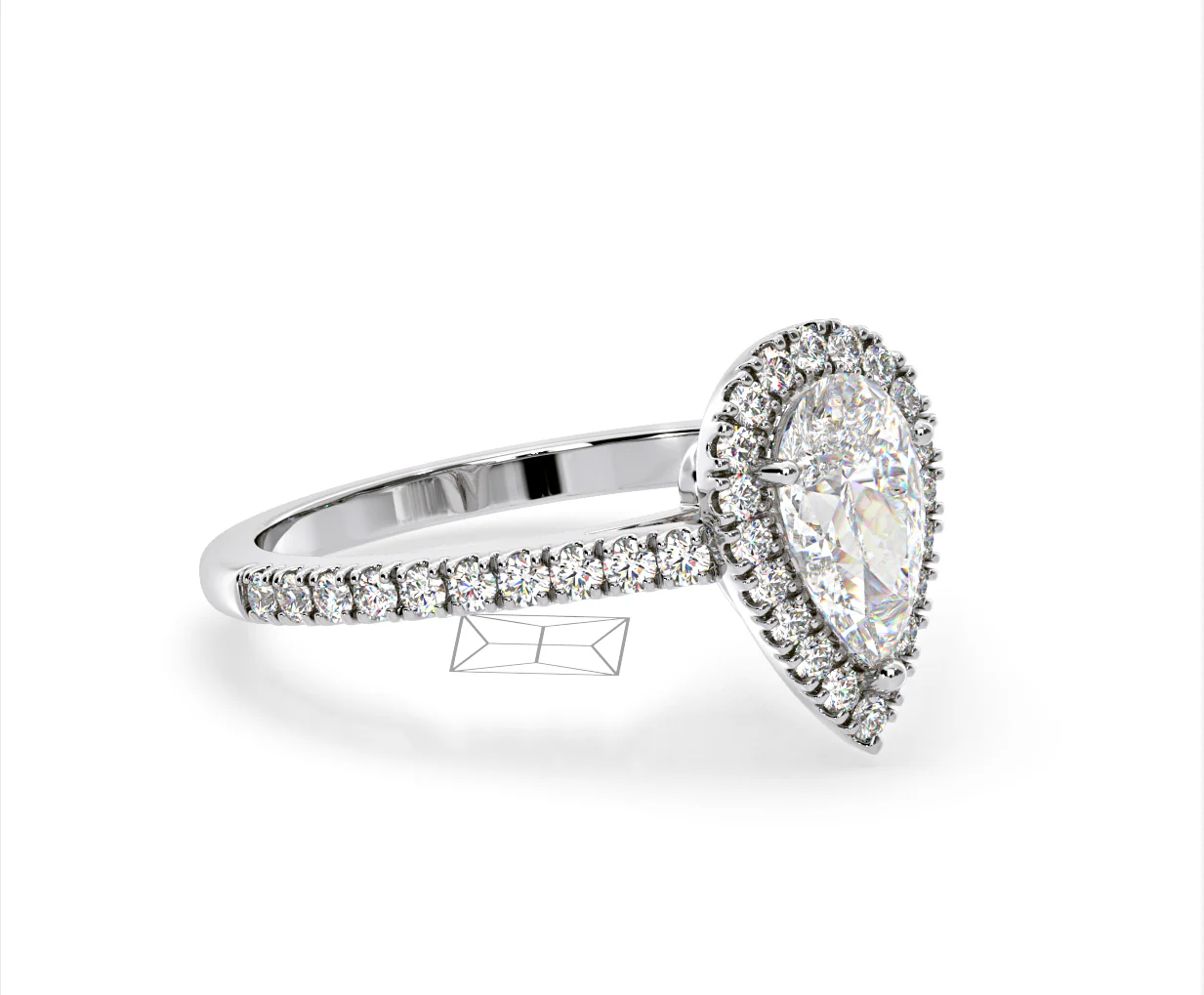 Diana Lab Diamond Pear Halo Engagement Ring 18KW Gold 2.10ct F/VS1 - Image 157