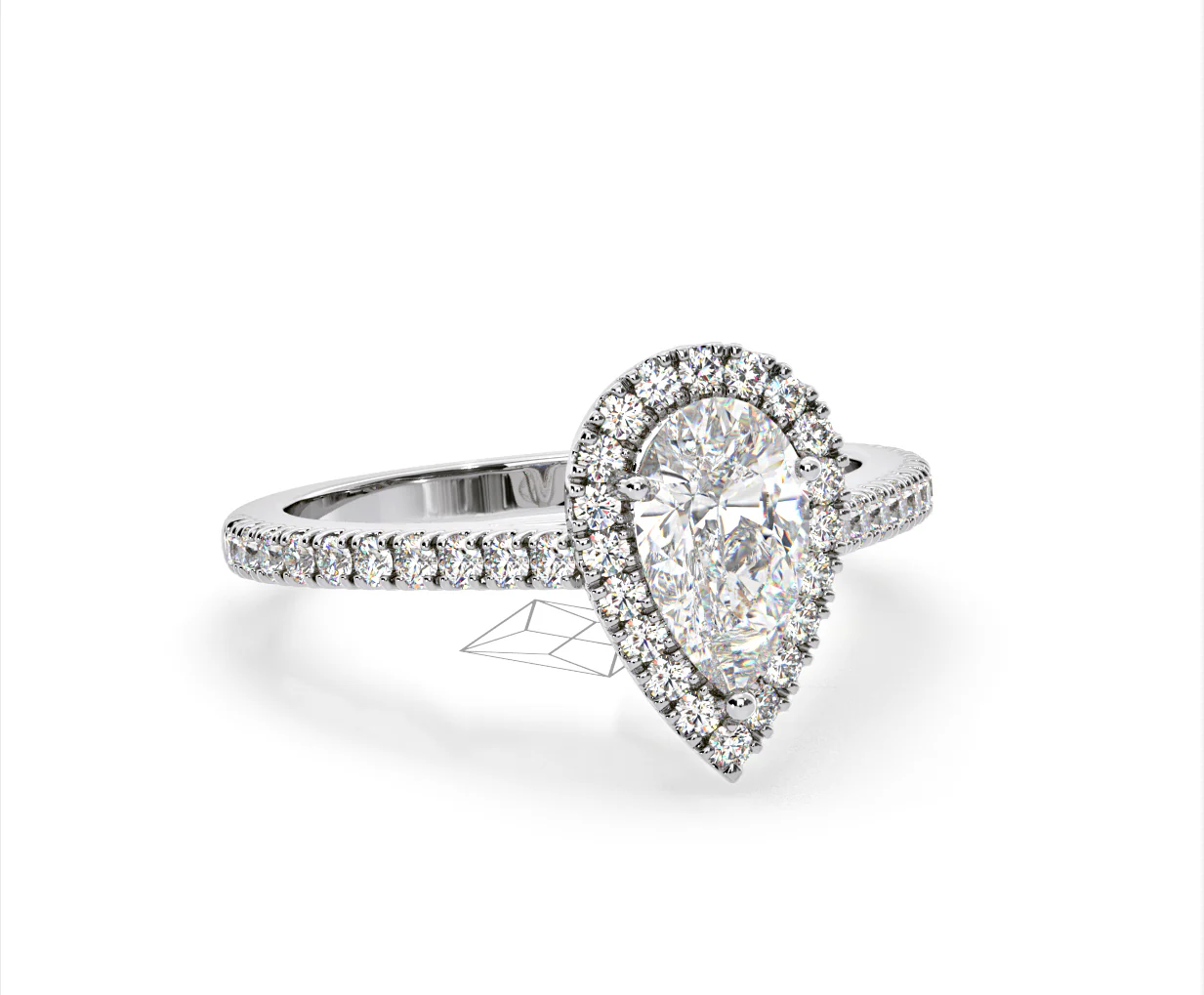 Diana Lab Diamond Pear Halo Engagement Ring 18KW Gold 2.10ct F/VS1 - Image 162