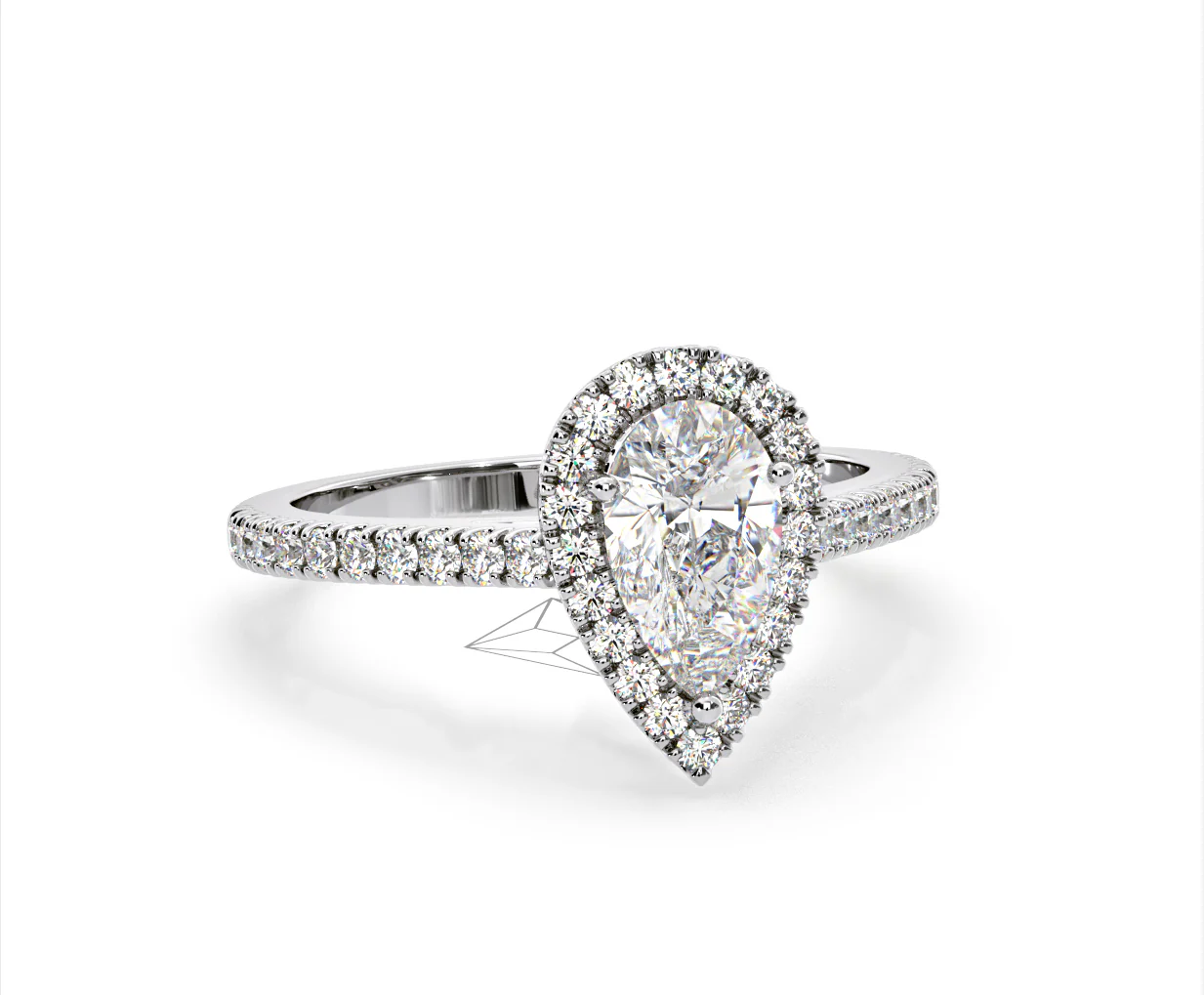 Diana Lab Diamond Pear Halo Engagement Ring 18KW Gold 2.10ct F/VS1 - Image 163