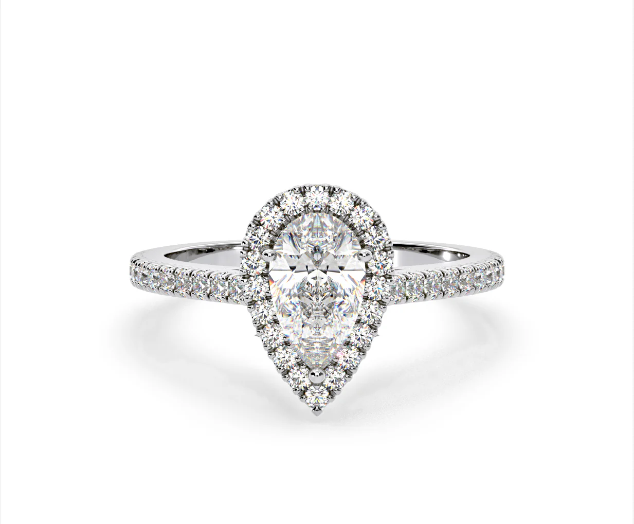 Diana Lab Diamond Pear Halo Engagement Ring 18KW Gold 2.10ct F/VS1 - Image 7