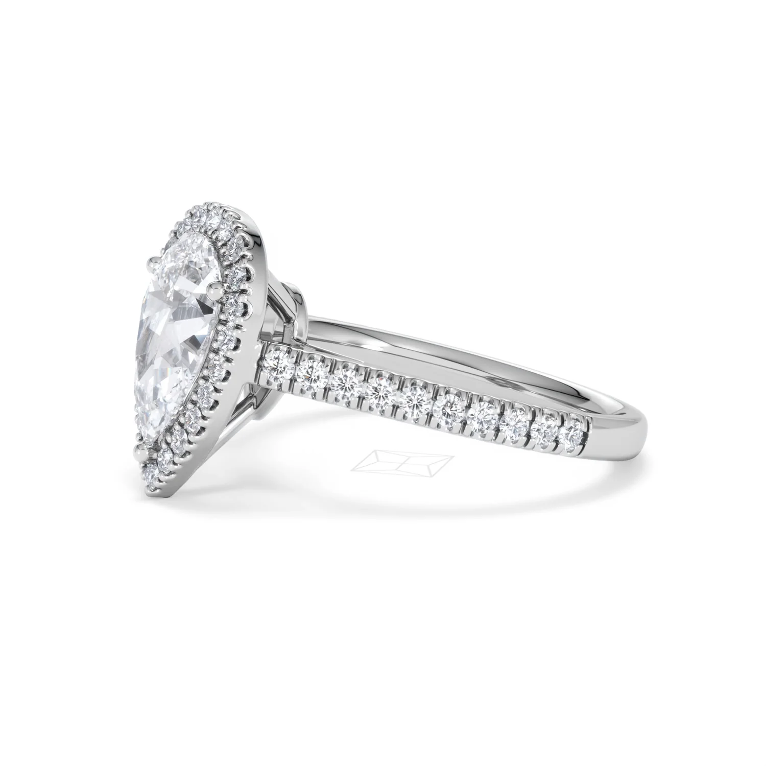 Diana Lab Diamond Pear Halo Engagement Ring 18KW Gold 2.10ct F/VS1 - Image 77