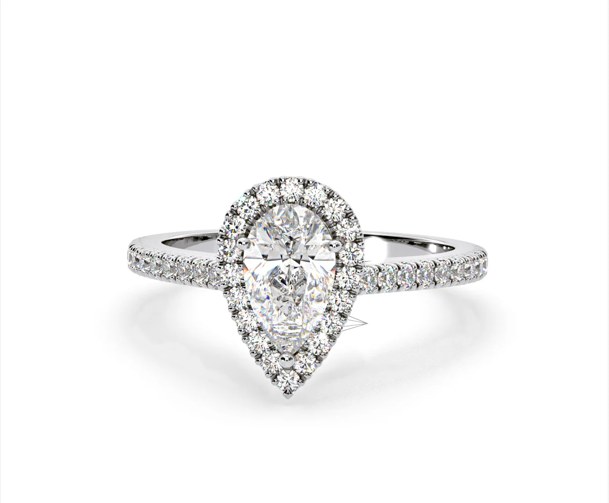 Diana Lab Diamond Pear Halo Engagement Ring 18KW Gold 2.10ct F/VS1 - Image 8