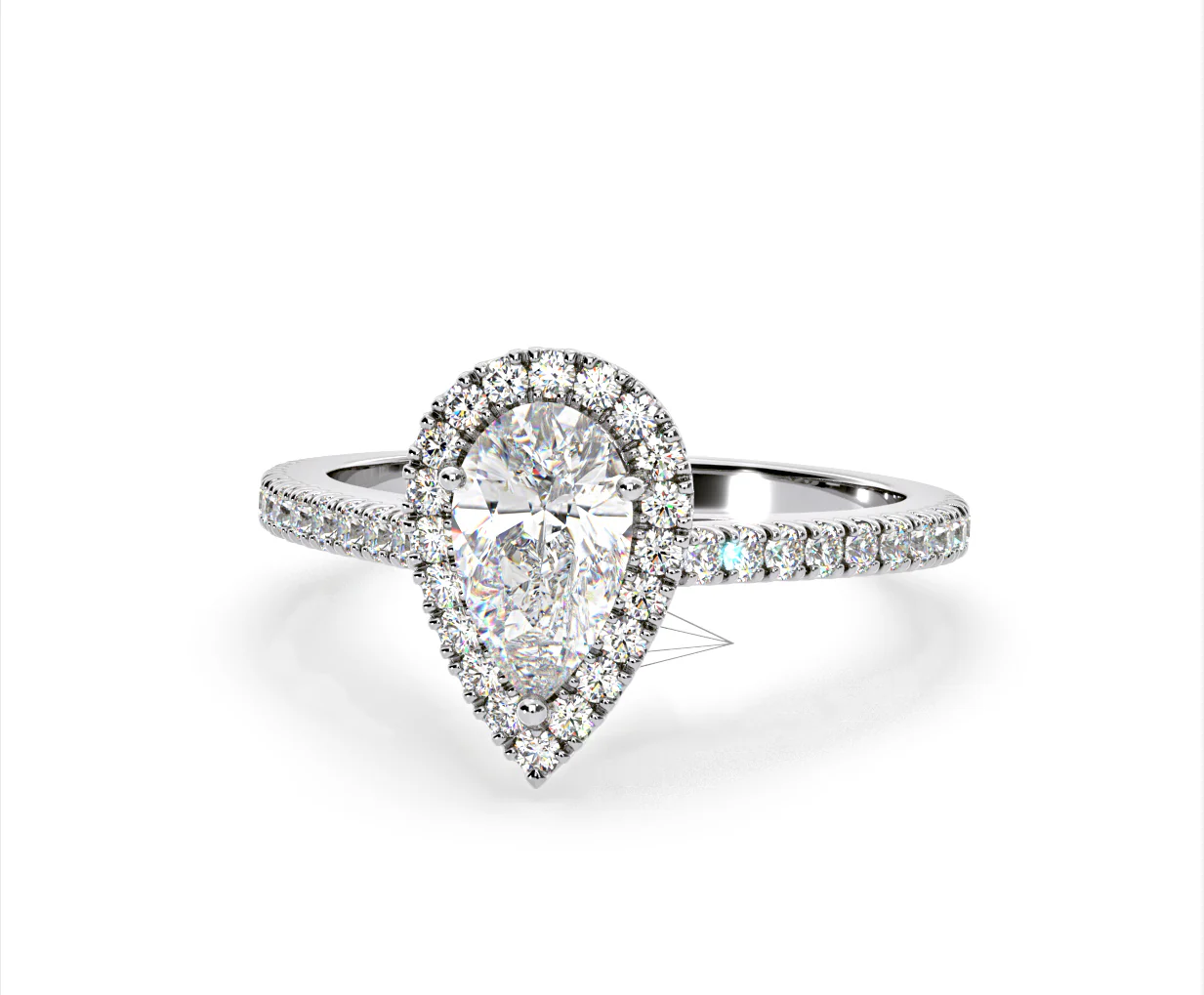 Diana Lab Diamond Pear Halo Engagement Ring 18KW Gold 2.10ct F/VS1 - Image 9