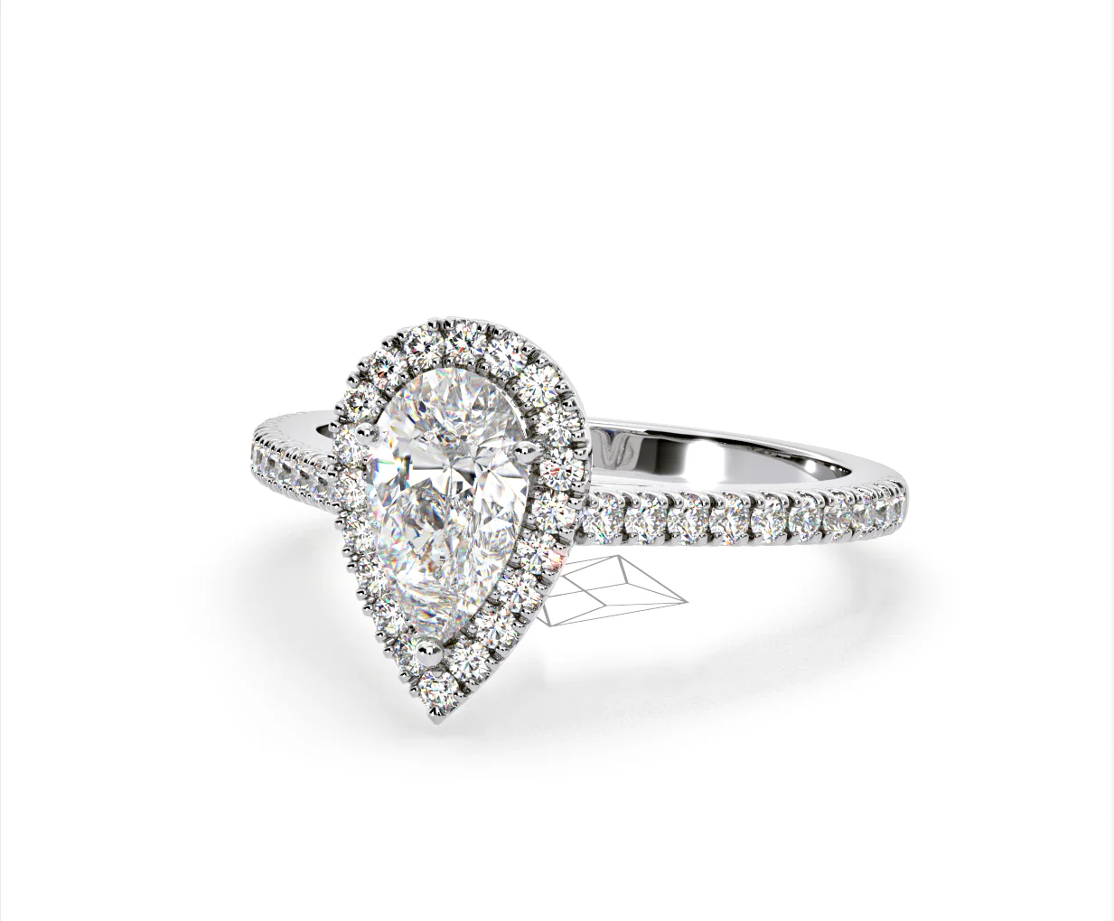 Diana Lab Diamond Pear Halo Engagement Ring 18KW Gold 2.10ct F/VS1 - Image 91