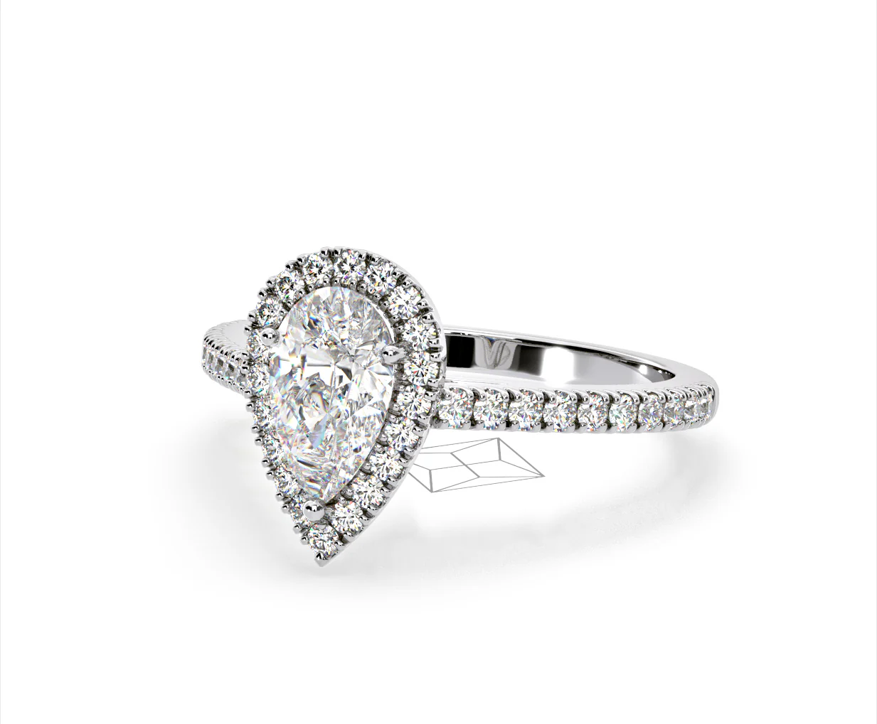 Diana Lab Diamond Pear Halo Engagement Ring 18KW Gold 2.10ct F/VS1 - Image 92