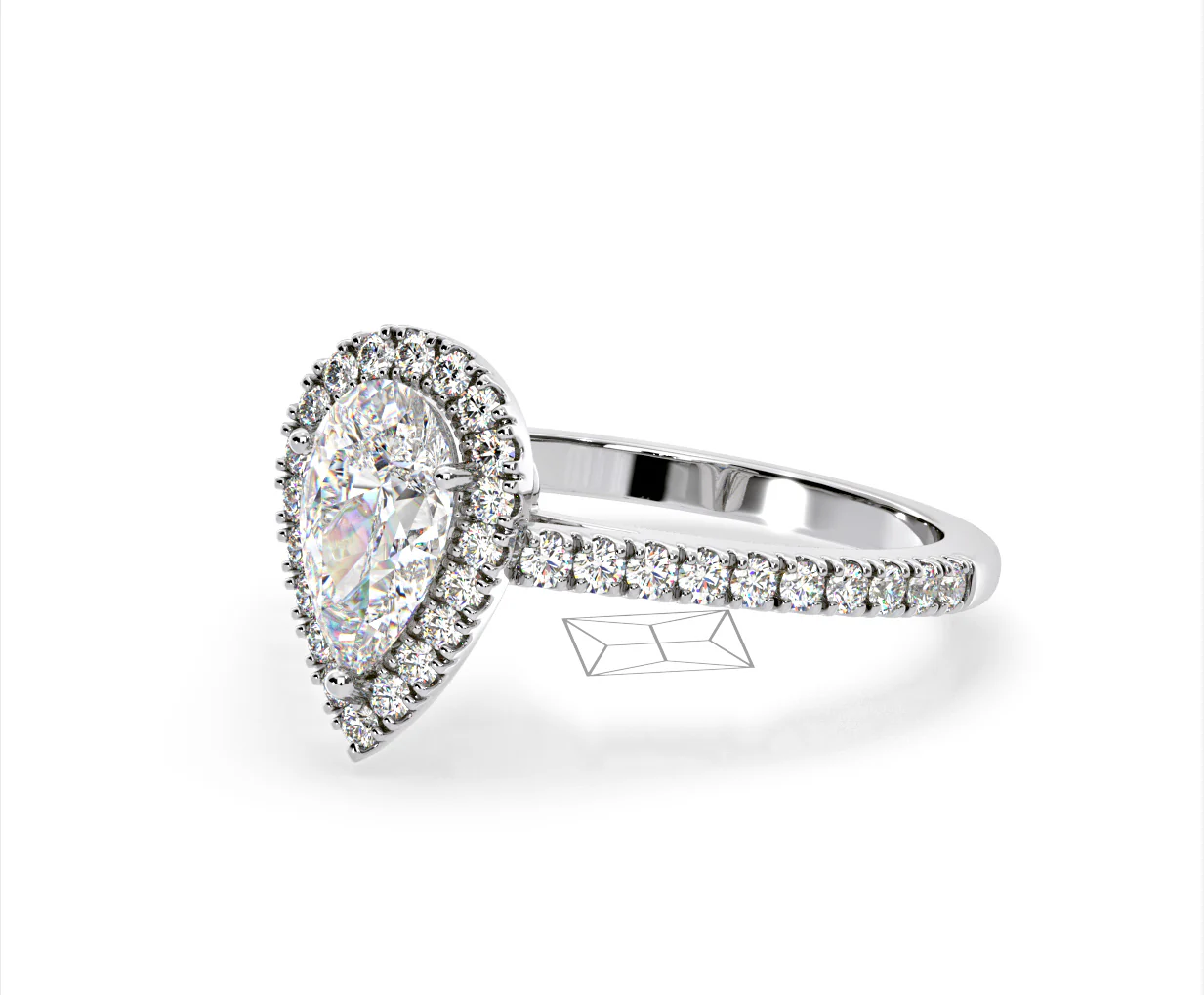 Diana Lab Diamond Pear Halo Engagement Ring 18KW Gold 2.10ct F/VS1 - Image 95