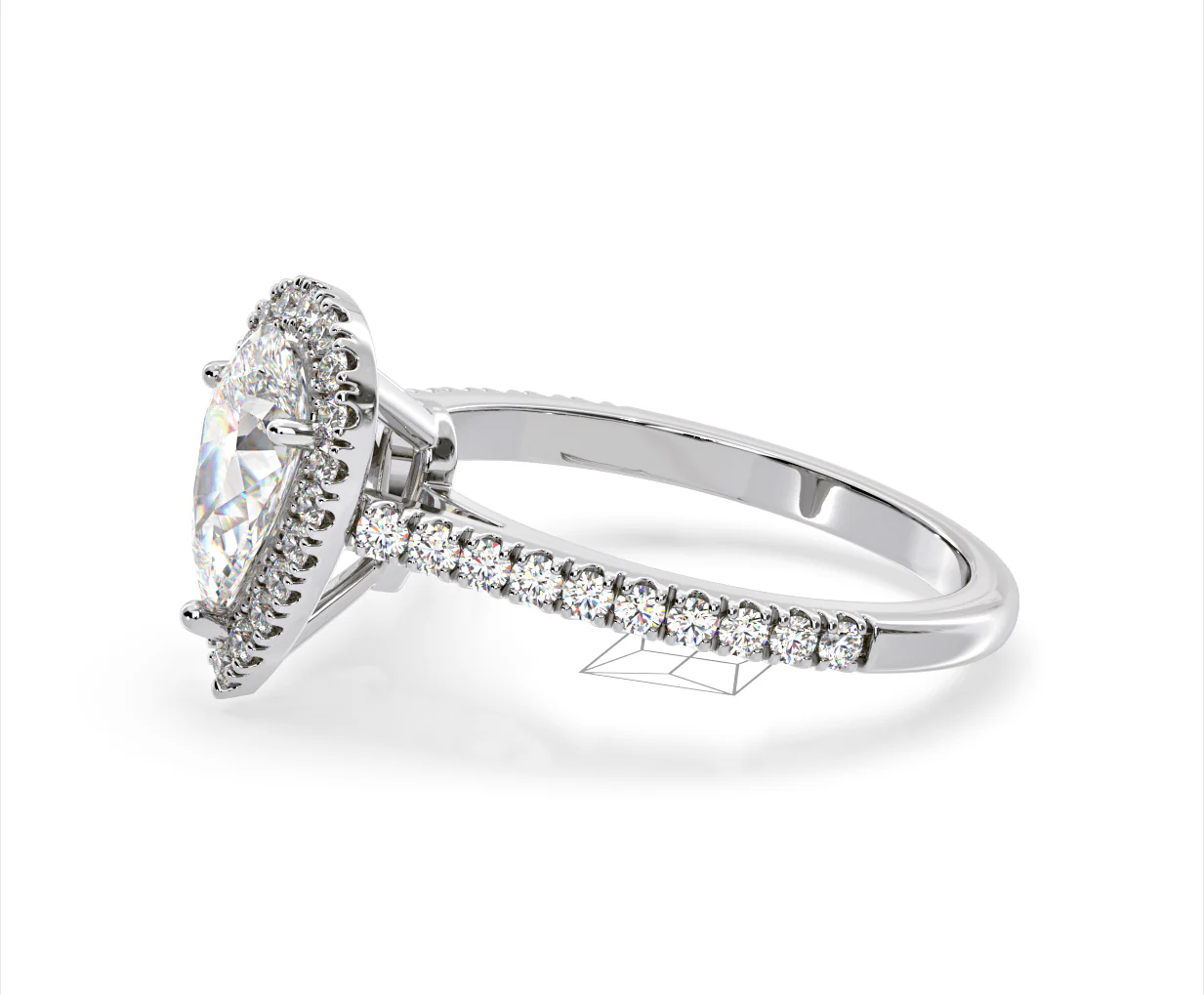 Diana Lab Diamond Pear Halo Engagement Ring 18KW Gold 2.60ct F/VS1 - Image 102