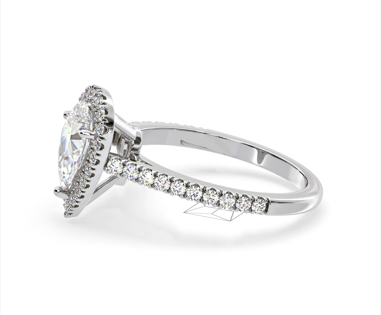 Diana Lab Diamond Pear Halo Engagement Ring 18KW Gold 2.60ct F/VS1 - Image 103