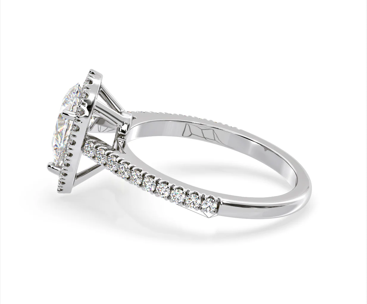 Diana Lab Diamond Pear Halo Engagement Ring 18KW Gold 2.60ct F/VS1 - Image 108
