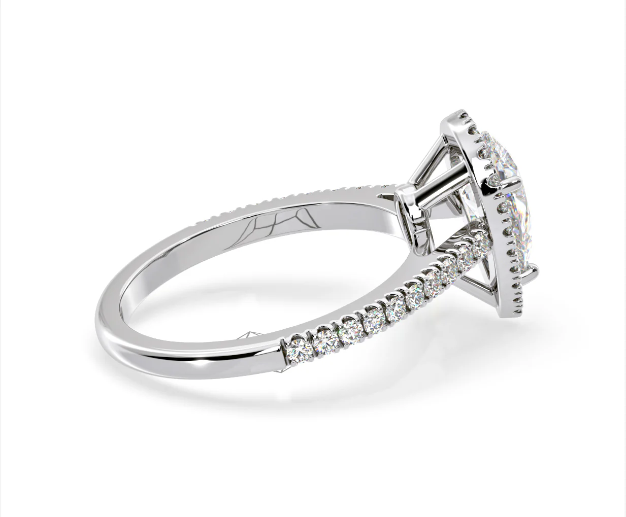 Diana Lab Diamond Pear Halo Engagement Ring 18KW Gold 2.60ct F/VS1 - Image 143