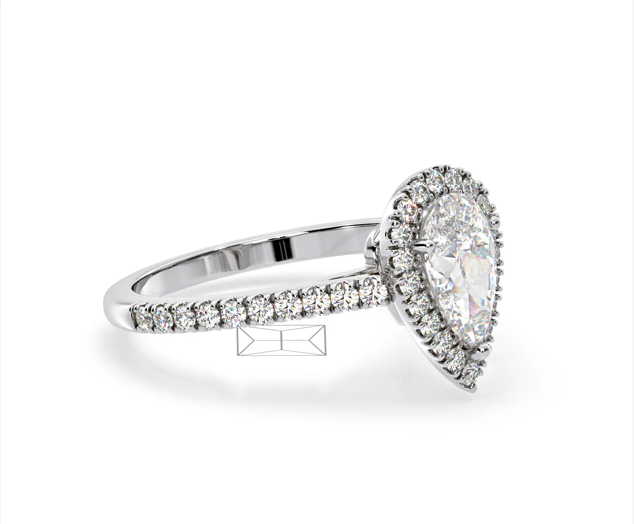 Diana Lab Diamond Pear Halo Engagement Ring 18KW Gold 2.60ct F/VS1 - Image 156